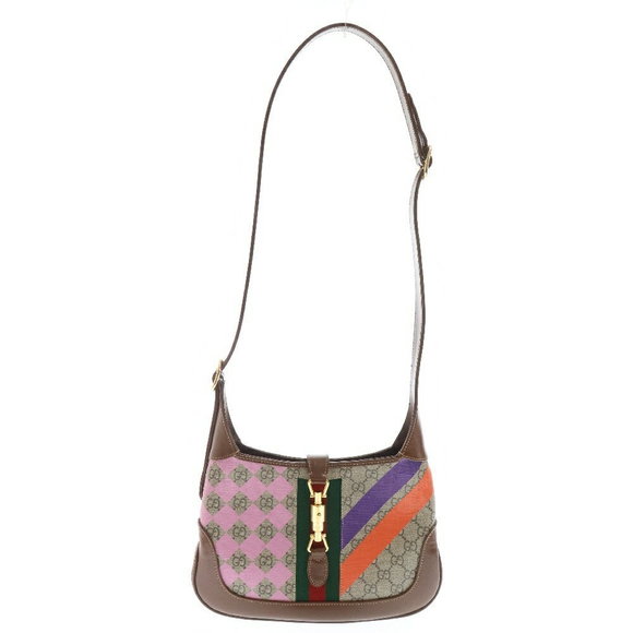 Gucci Jackie GG Supreme Gemiotric Shoulder Bag Multicolor Brown - Picture 1 of 5